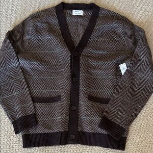 Old Navy Black and Brown Herringbone Cardigan